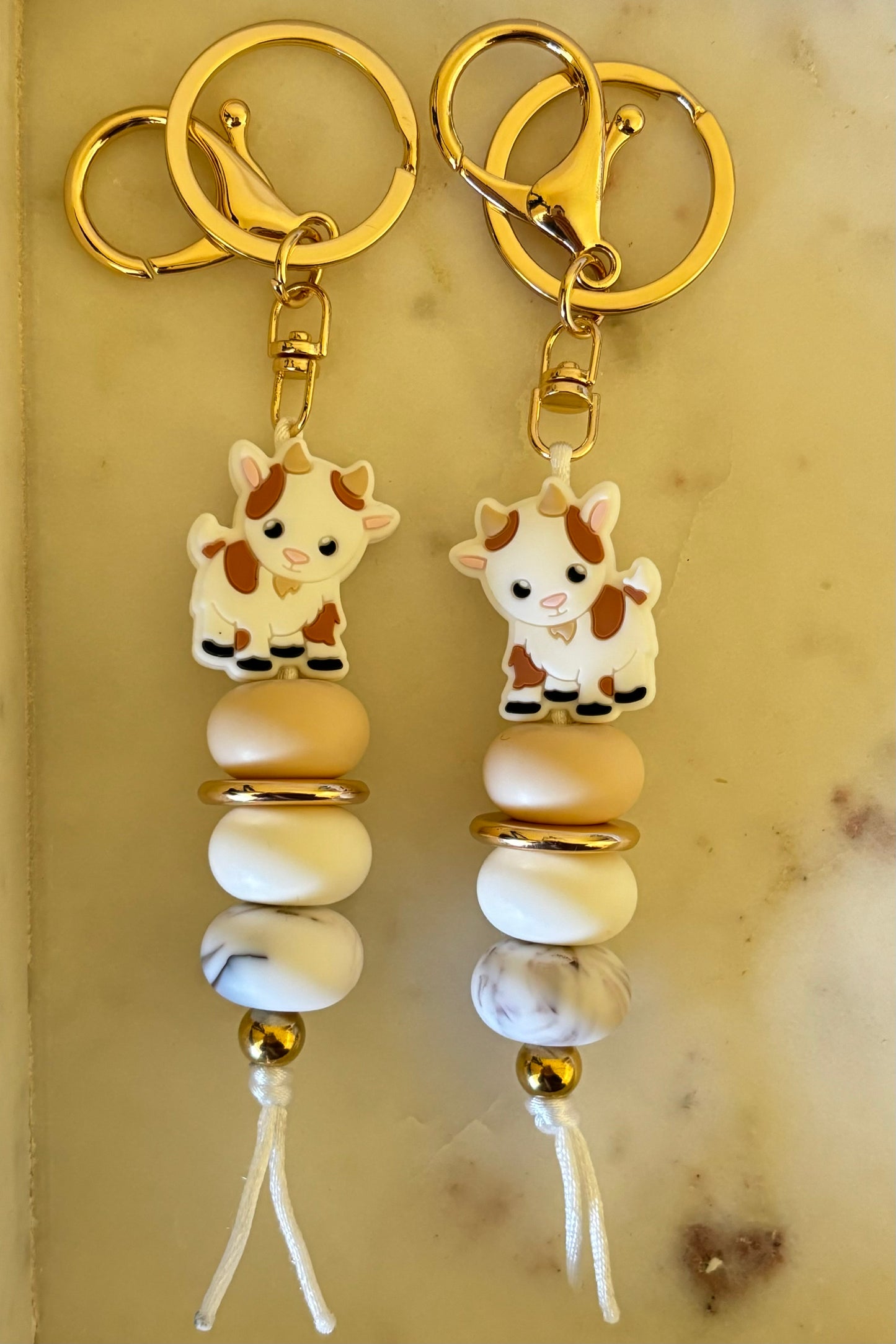 Beige Baby Goat Keyring
