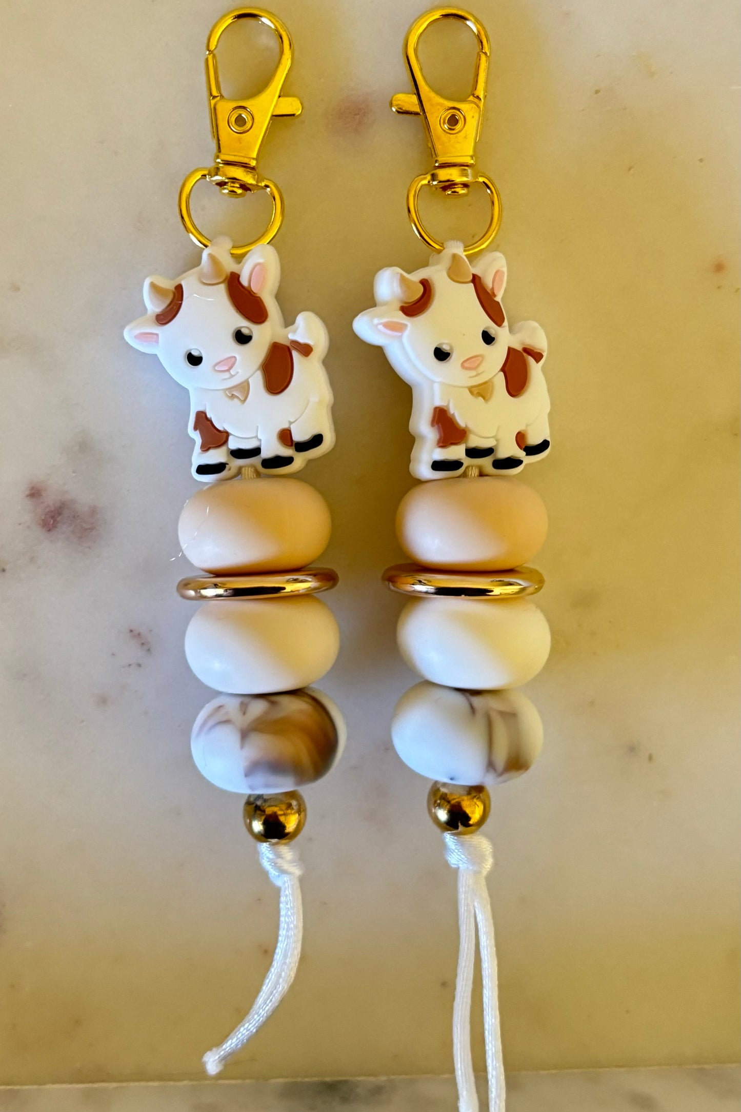 Beige Baby Goat Keyring