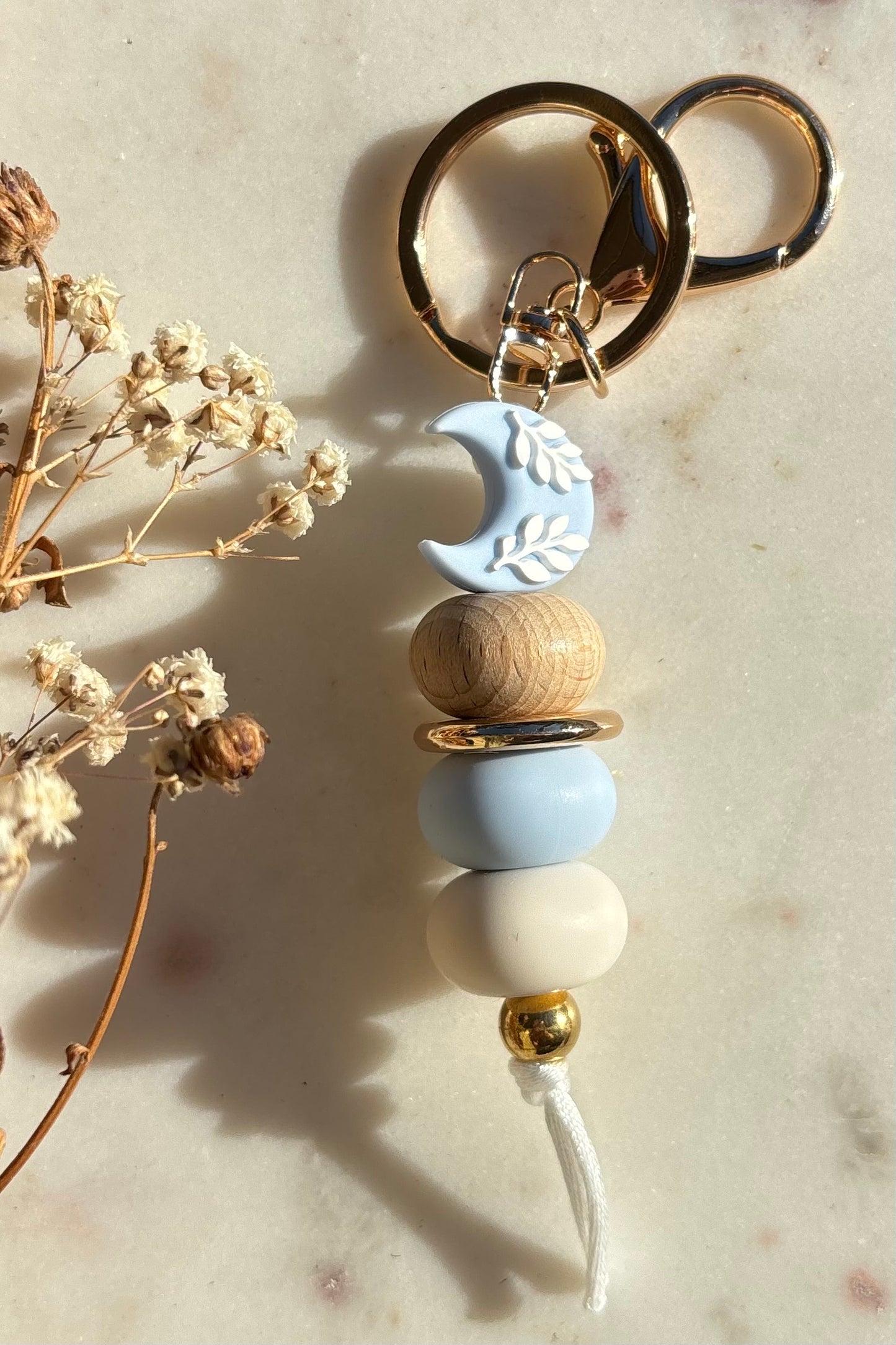 Blue Crescent Moon Keyring