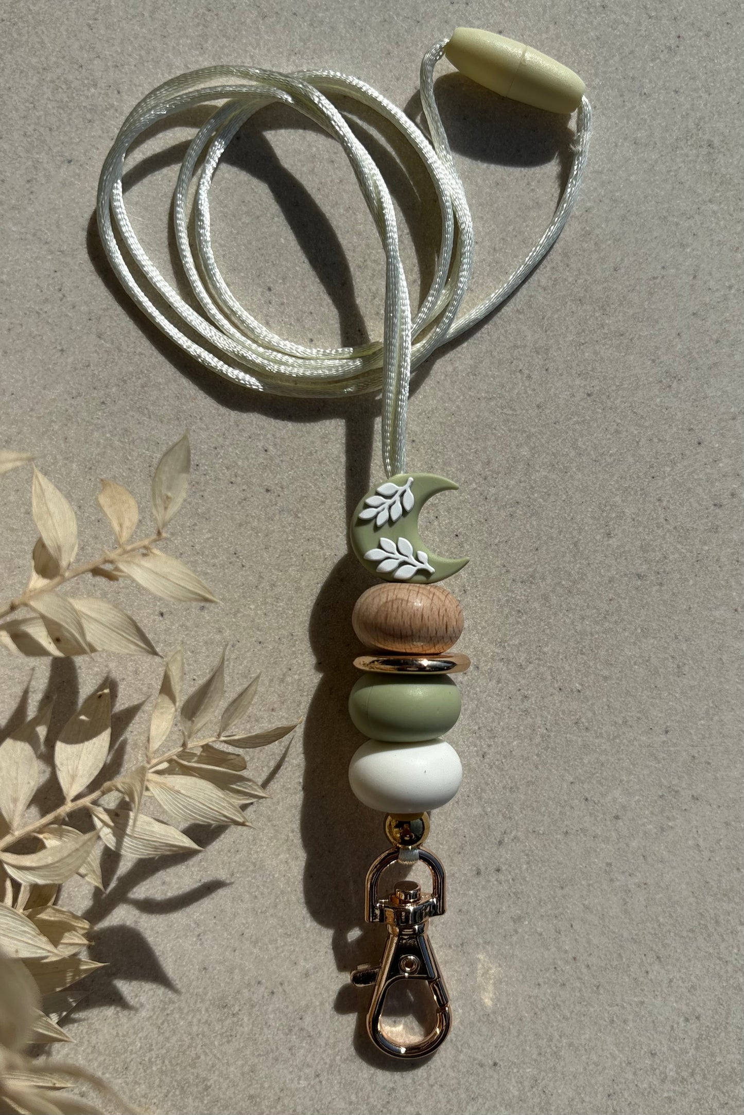 Green Crescent Moon Lanyard