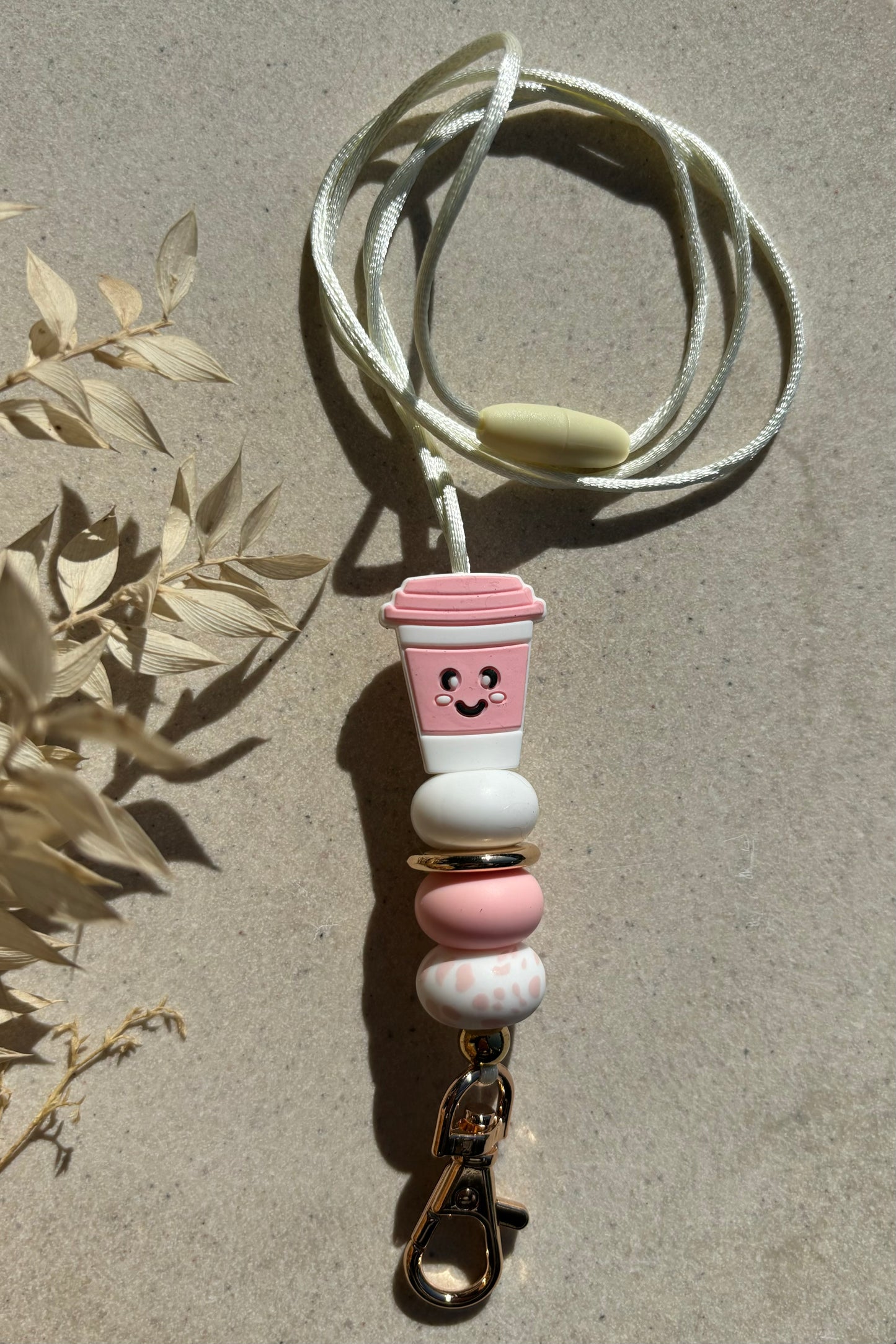 Pink Coffee Cup Lanyard