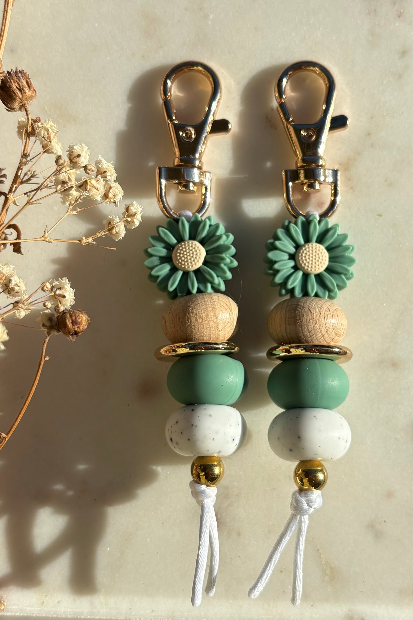Green Sunflower Keyring