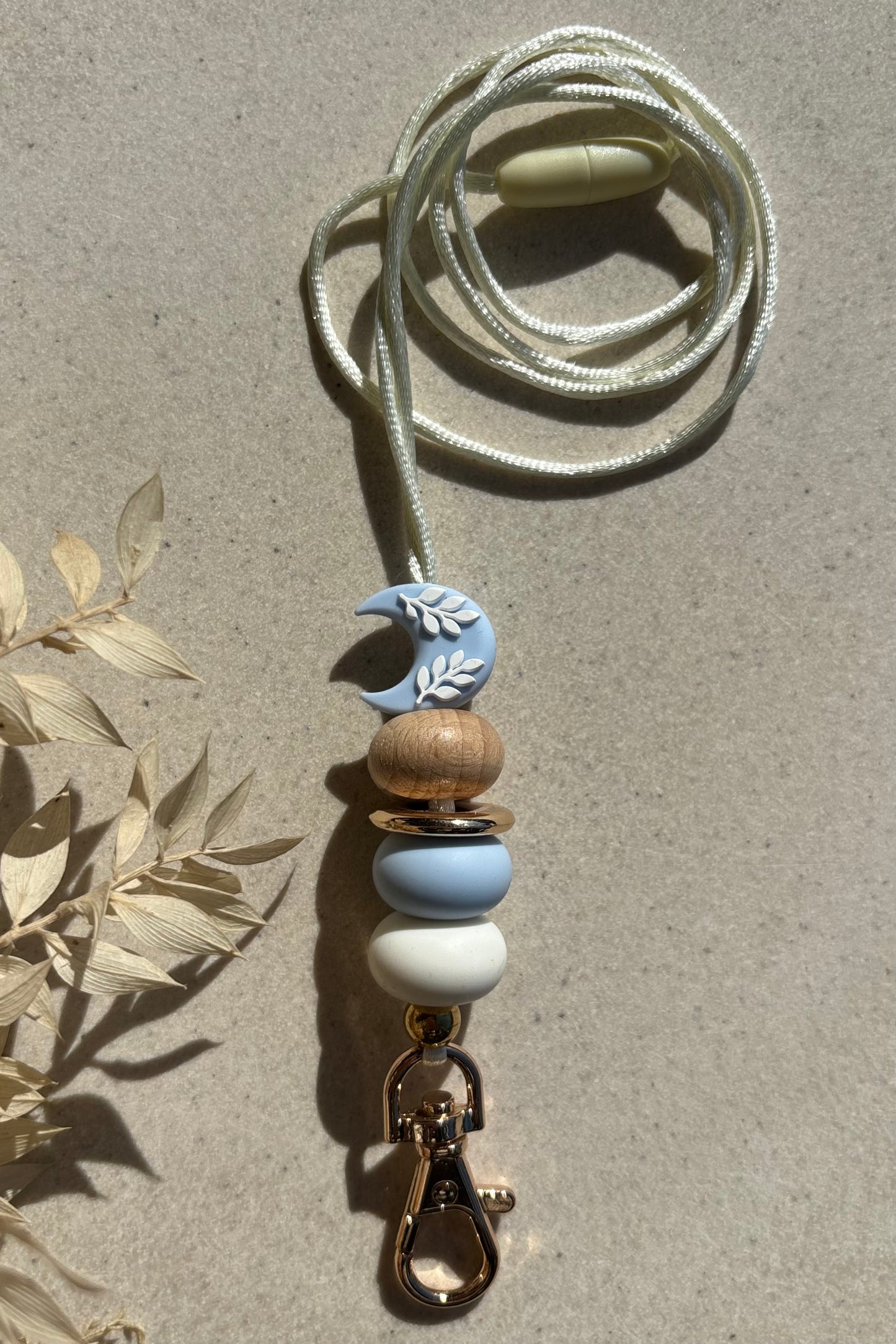 Blue Crescent Moon Lanyard