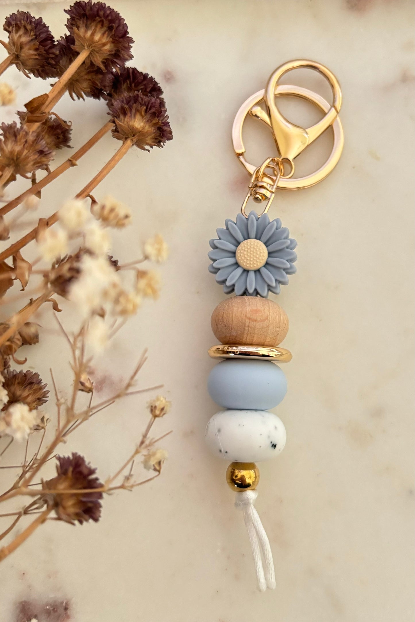 Blue Sunflower Keyring