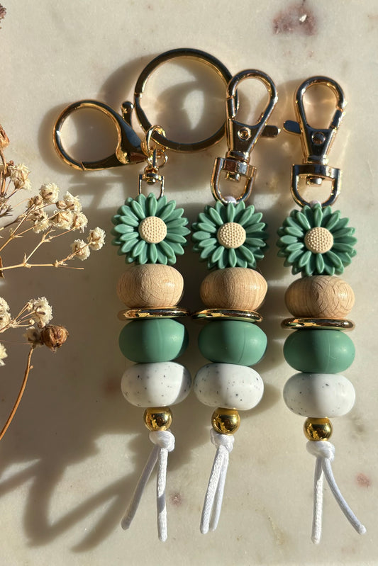 Green Sunflower Keyring